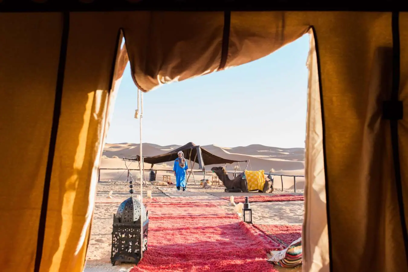 Desert camp among dunes on an eight-day Agadir tour