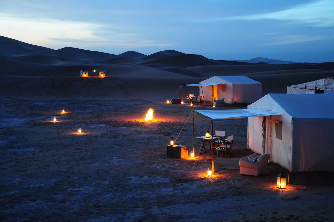 Luxury tented camp on the edge of the Erg Chebbi dunes